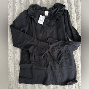 Crewcuts Black Long Sleeve Ruffle Top